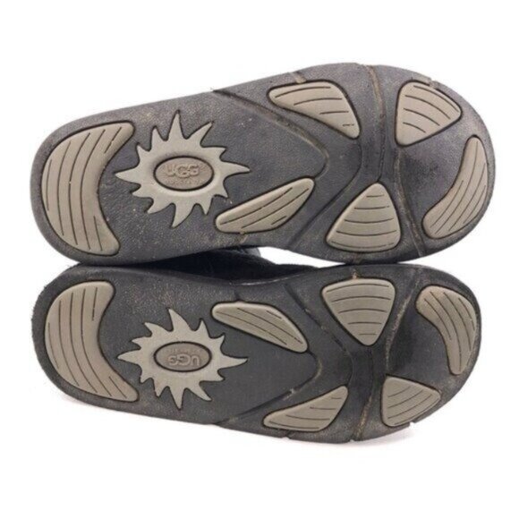 UGG Kentt Black Leather Sheepskin Winter Boots 7 - Picture 7 of 11